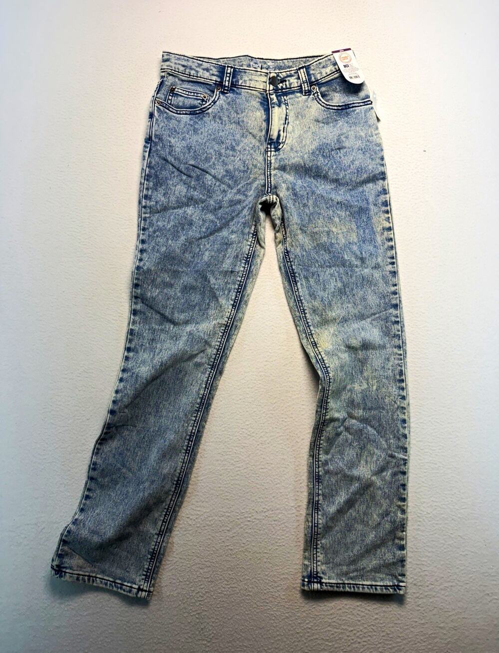 New Wonder Nation boys Slim Fit Acid Wash Blue Jeans 16 Stretch 80 style rocker